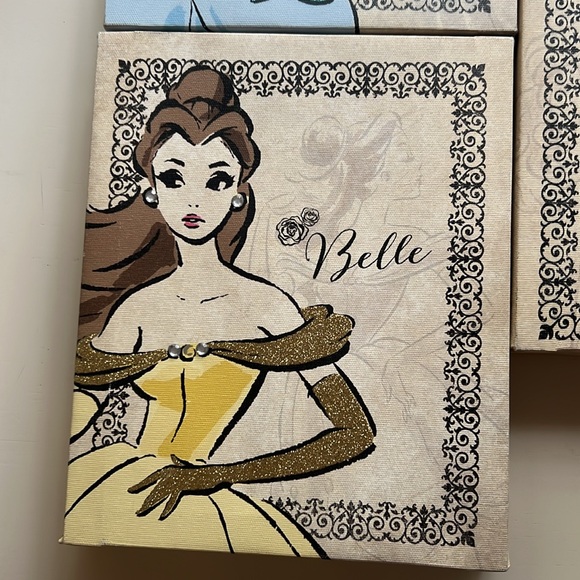 Disney Princesses Cinderella Belle Aurora Snow White Ariel Set of 5 Wall Art - Picture 3 of 7